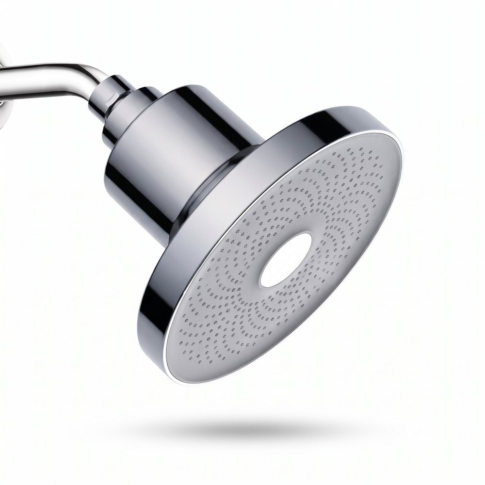 Rinze filtered showerhead, chrome, front three-quarter view